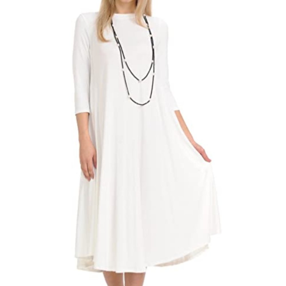 iconic luxe Women's A-Line Swing Trapeze Midi Dress